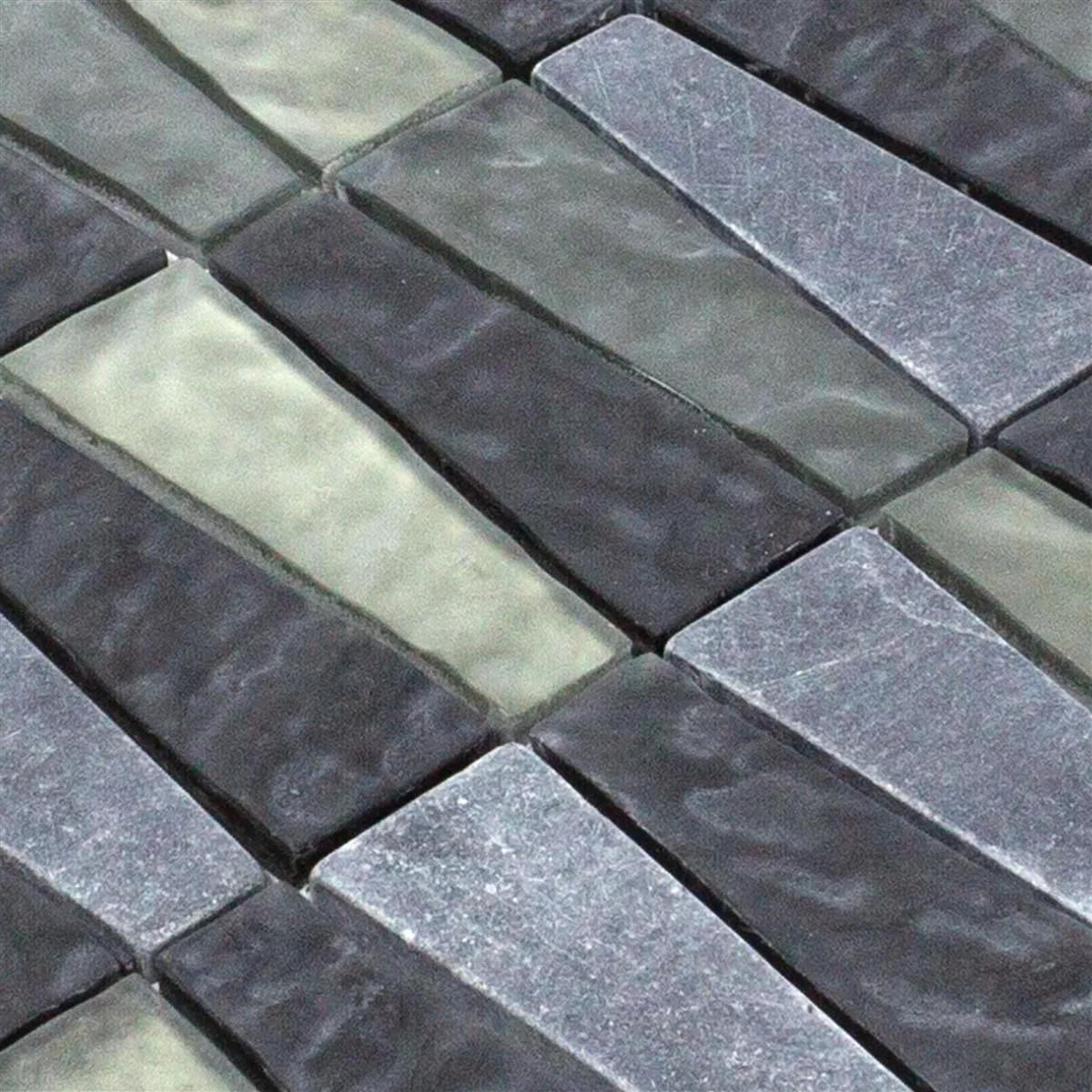 Vidrio Piedra Natural Mosaico Azulejos Marseille Gris Negro Mix 