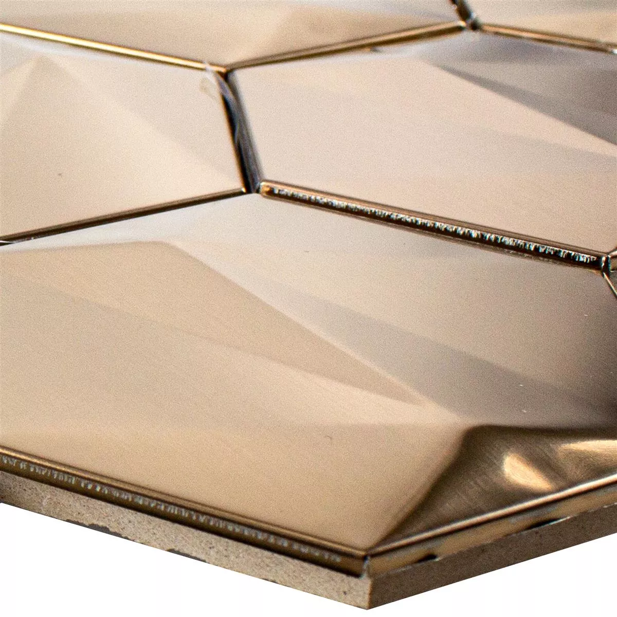 Acero Inoxidable Azulejos De Mosaico Durango Hexagonales 3D Cobre Acero Inoxidable Azulejos De Mosaico Durango Hexagonales 3D Cobre