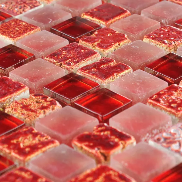 Azulejos De Mosaico Escimo Cristal Piedra Natural Mezcla Rojo
