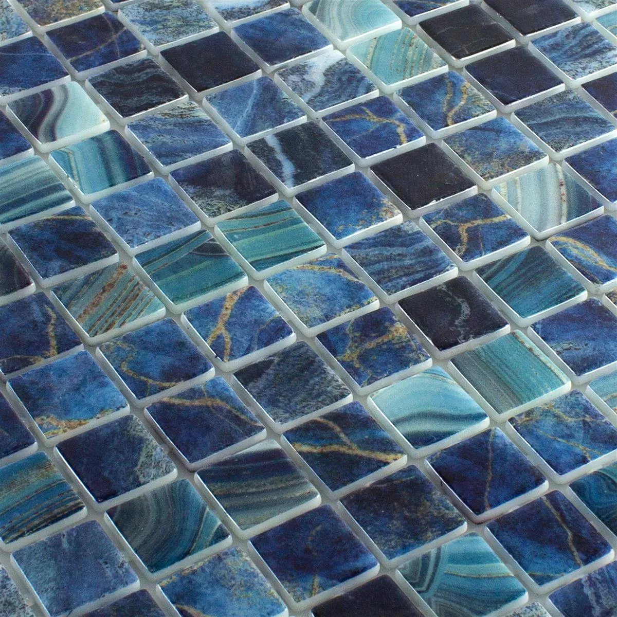Vidrio Piscina Mosaico Baltic Azul Turquesa 25x25mm