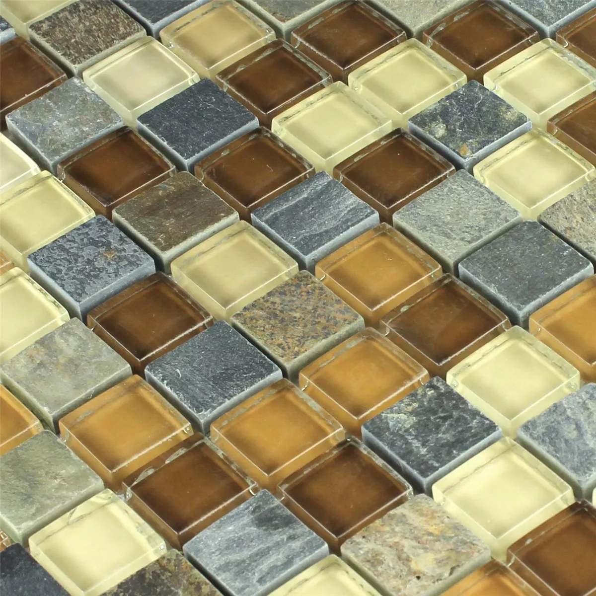 Muestra Azulejos De Mosaico Cristal Piedra Natural Beige