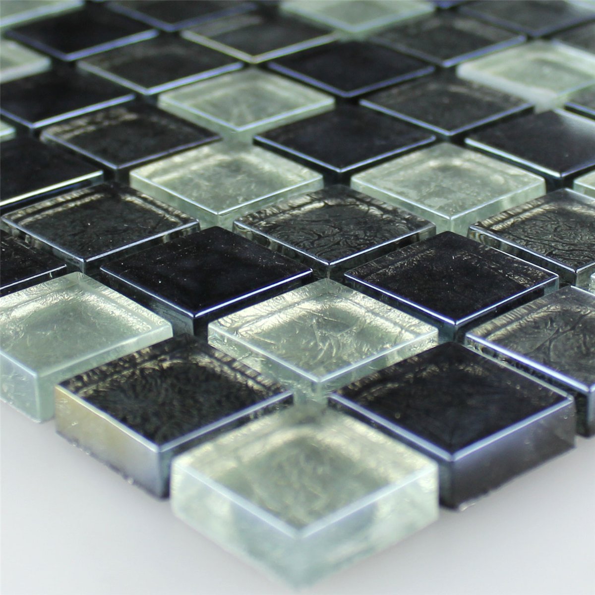 Mosaico De Cristal Azulejos Negro Plateado 23x23x8mm