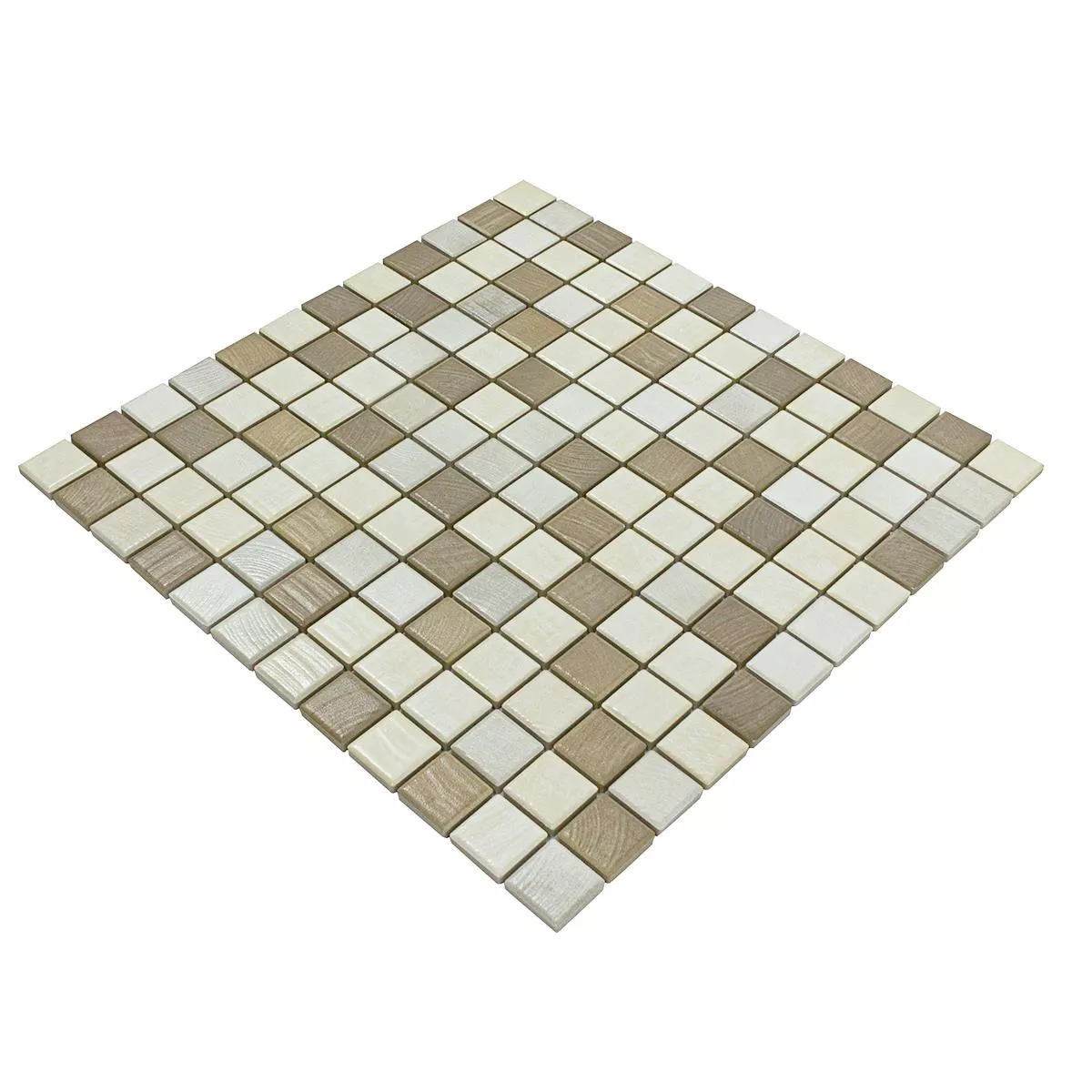 Mosaico Cerámico Azulejos Luminara Aspecto de Madera Marrón Beige