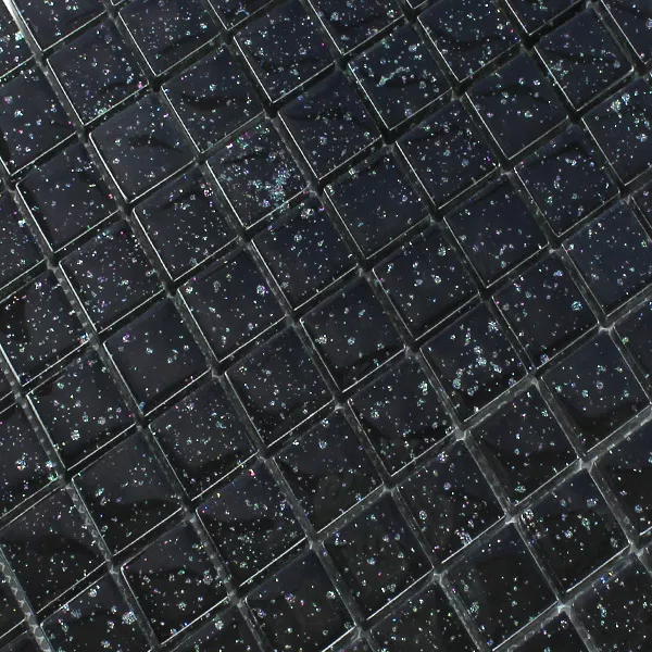Mosaico De Cristal Azulejos Noche Negro Brillo 23x23x8mm