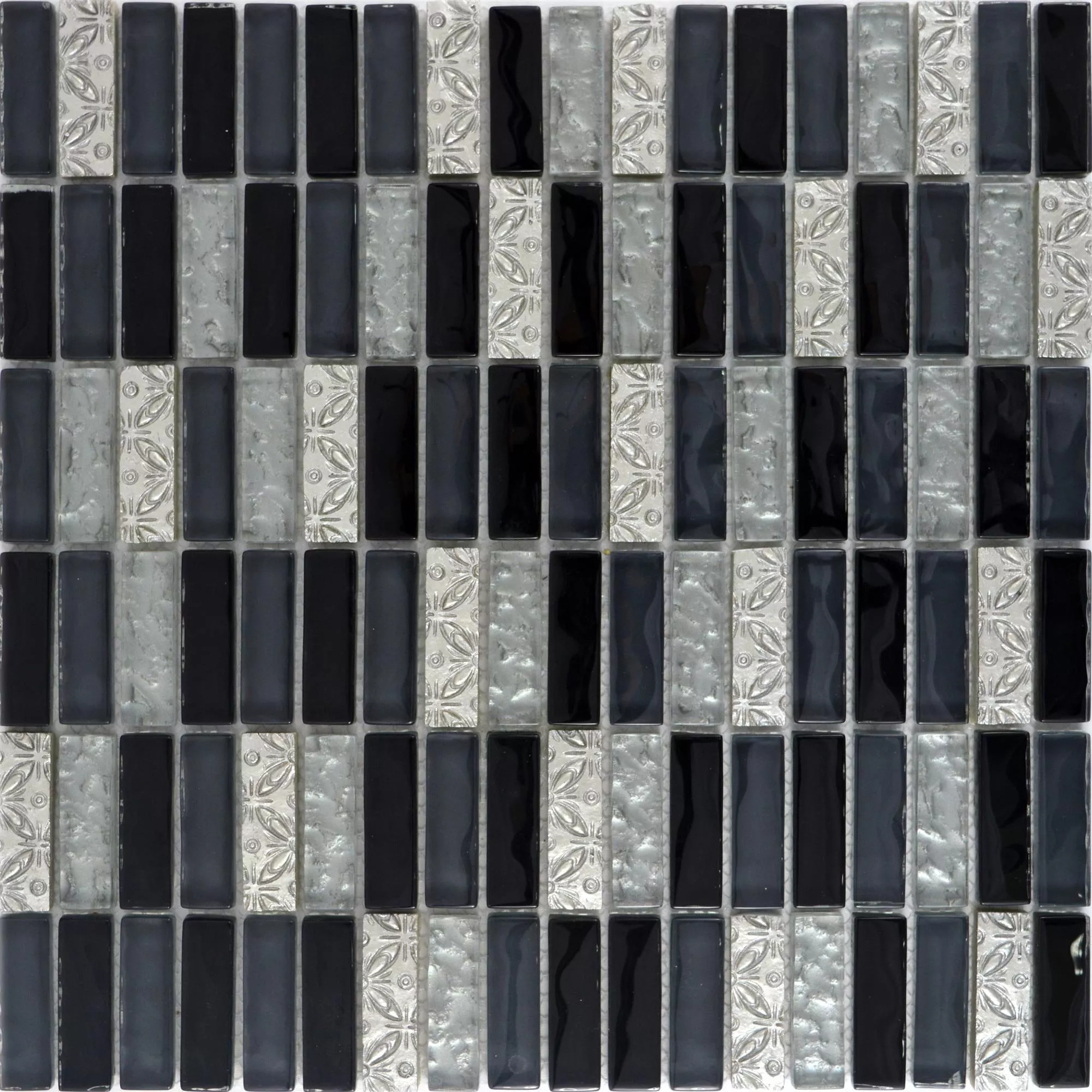Mosaico De Cristal Azulejos De Piedra Natura Conchita Negro Plateado