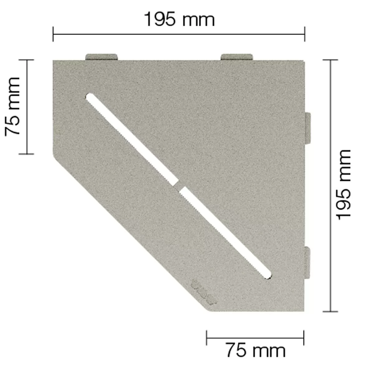 Estante de pared estante de ducha Schlüter 5 esquinas 19,5x19,5cm gris puro