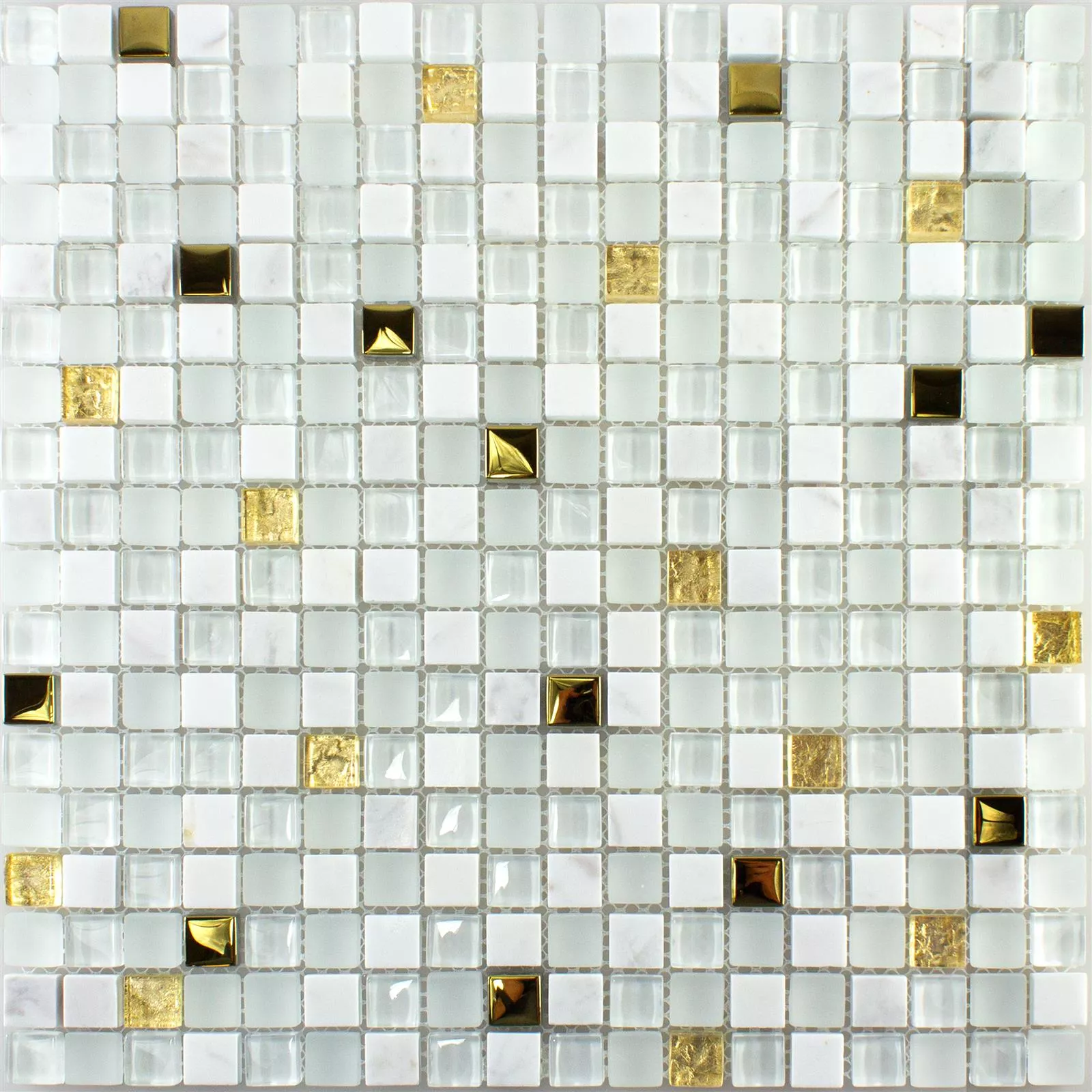 Cristal Piedra Natural Azulejos De Mosaico Maryot Blanco Oro