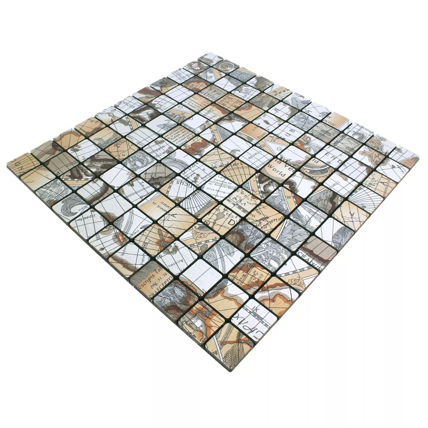 Azulejos De Mosaico Metal Autoadhesivo Pinta Mapa Del Mundo Plateado
