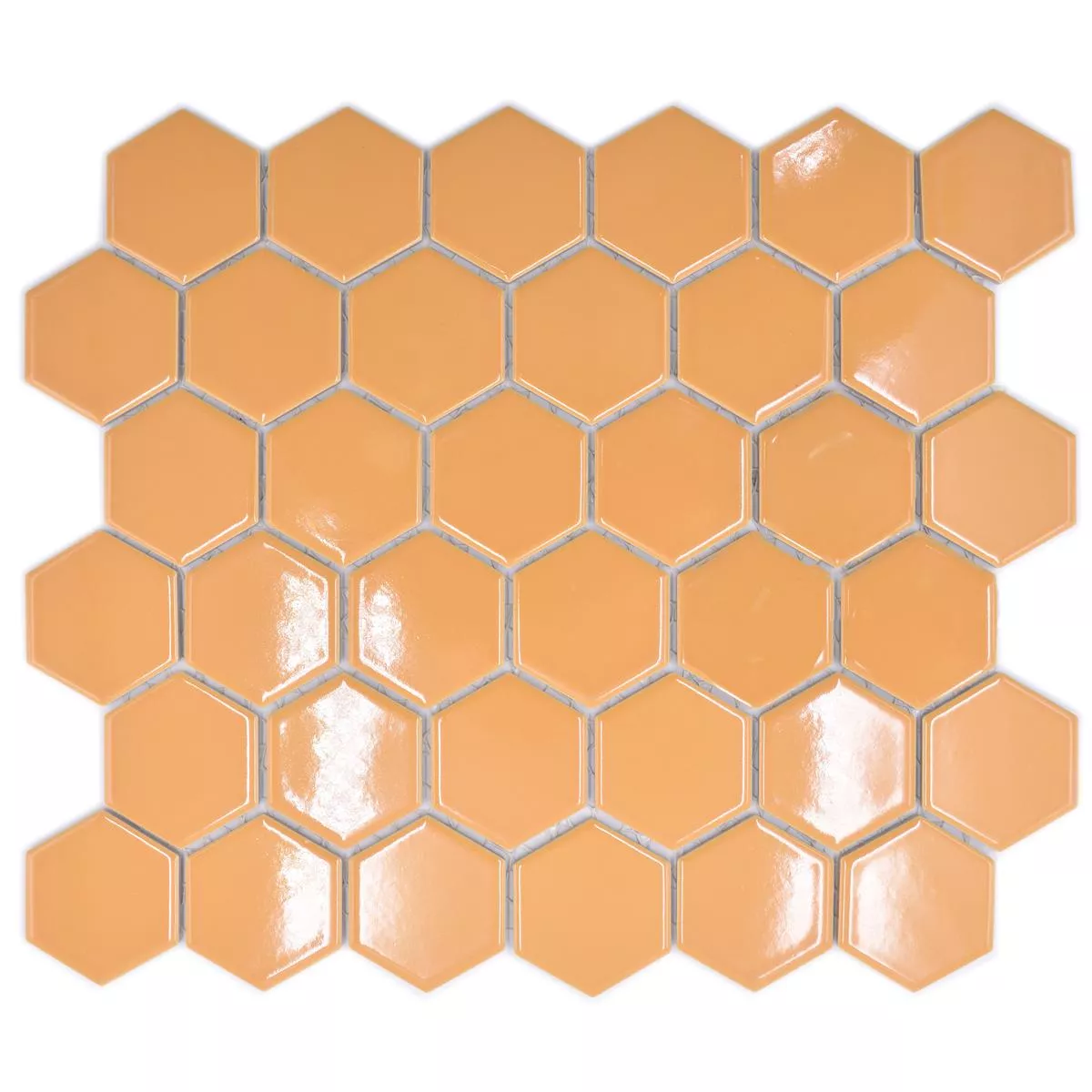 Muestra de Mosaico Cerámico Salomon Hexagonales Ocre Naranja H51