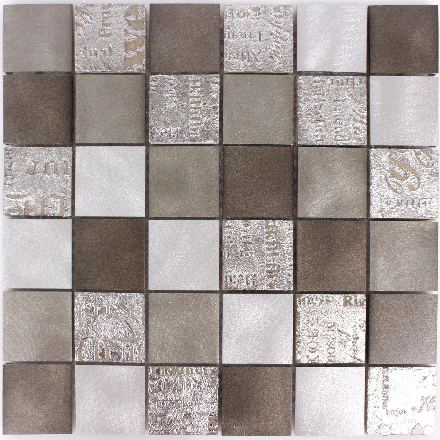 Muestra Azulejos De Mosaico Metal Piedra Natural Parole Marrón Plateado