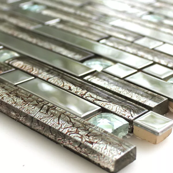 Azulejos De Mosaico Cristal Acero Inoxidable Diamante Pulido