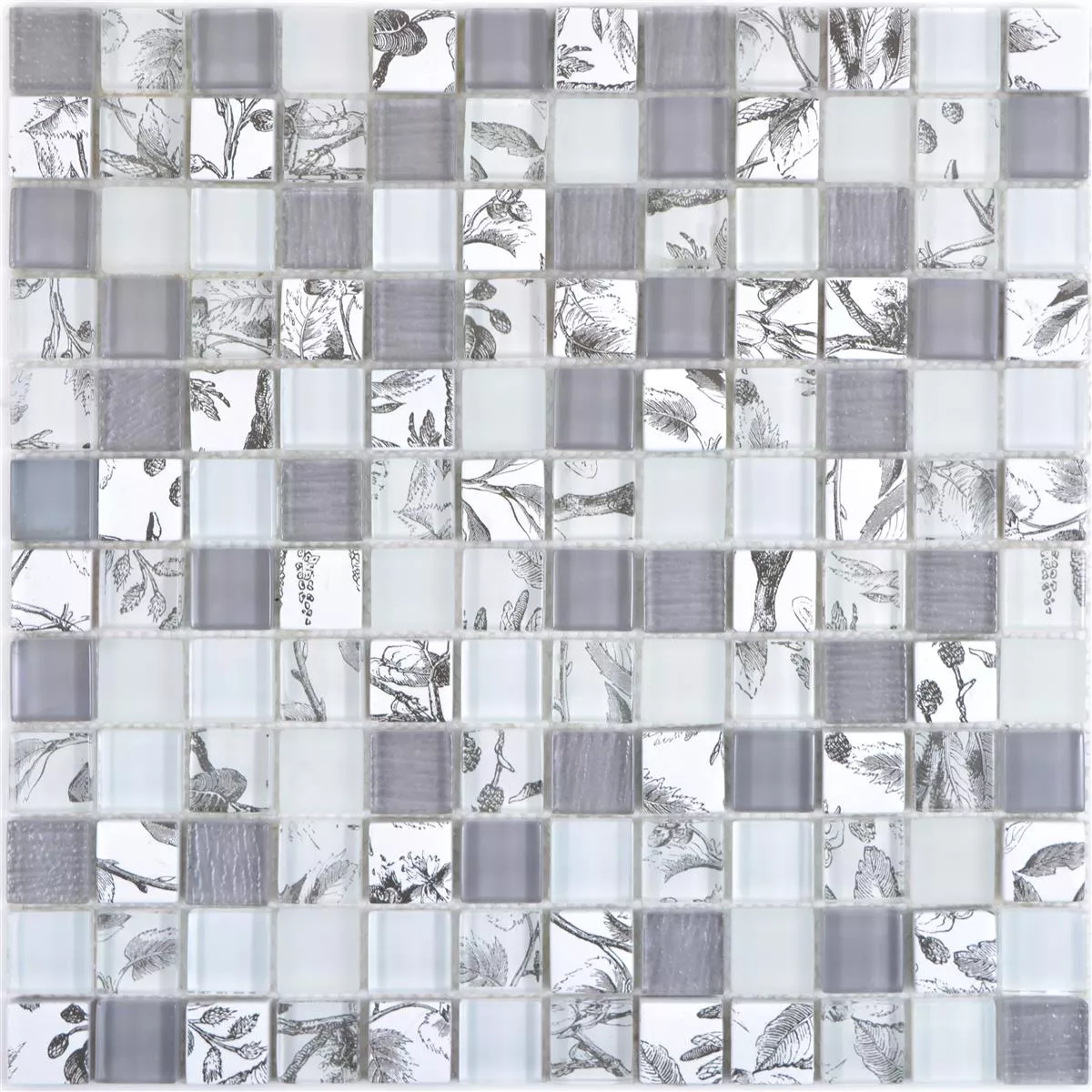 Mosaico De Cristal Azulejos Cornelia Aspecto Retro Blanco Gris