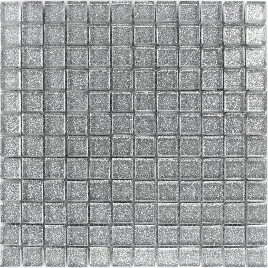 Azulejos De Mosaico Cristal Plateado Brillo 23x23x8mm