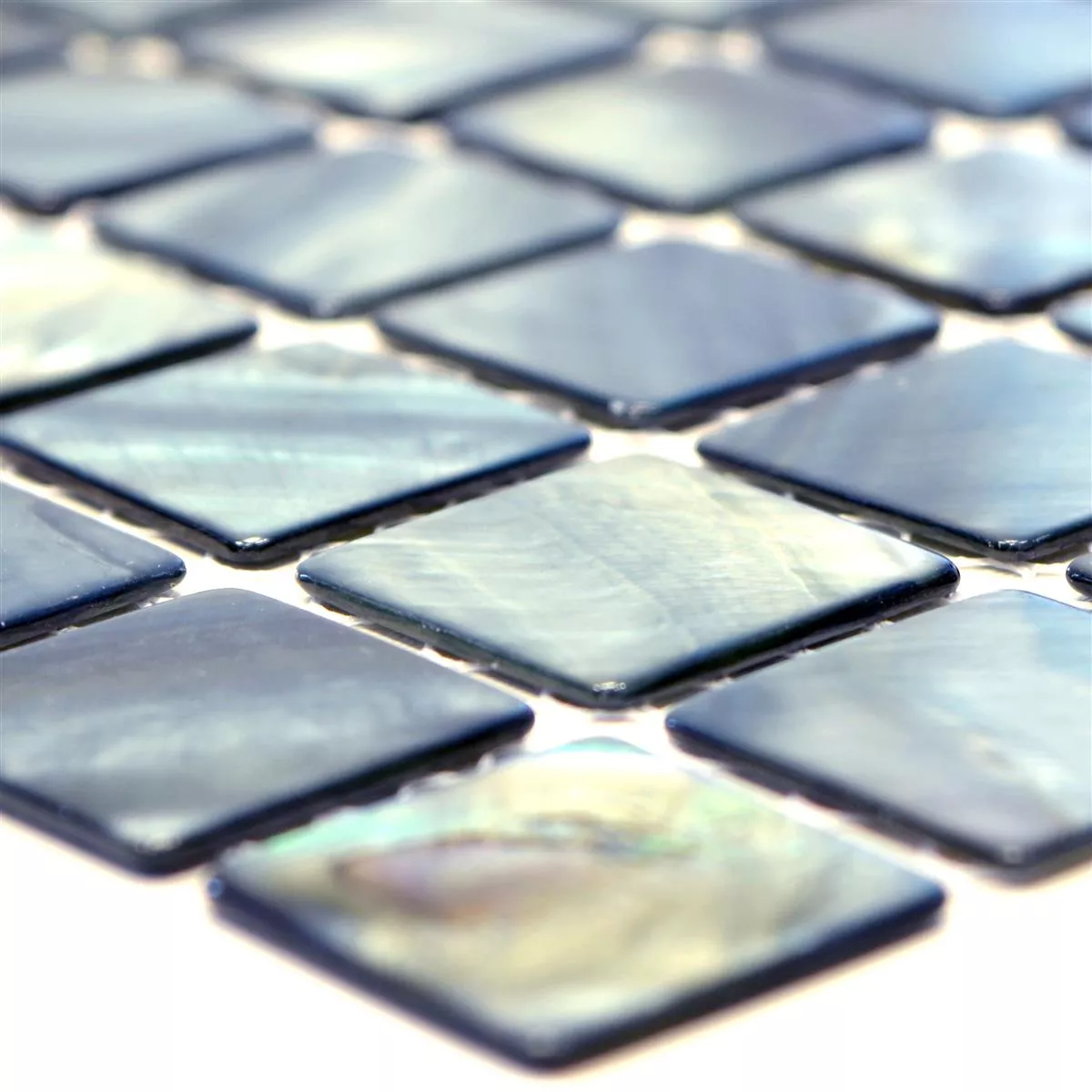 Muestra Azulejos De Mosaico Nácar Xenia Azul Gris