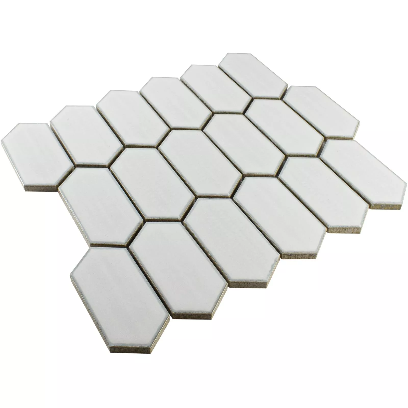 Cerámica Azulejos De Mosaico McCook Hexagonales Larga Blanco