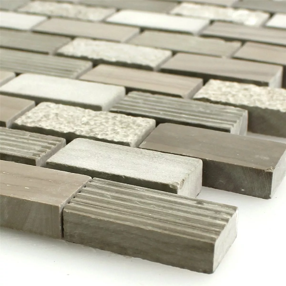 Azulejos De Mosaico Piedra Natural Mocca Marrón 15x30x8mm