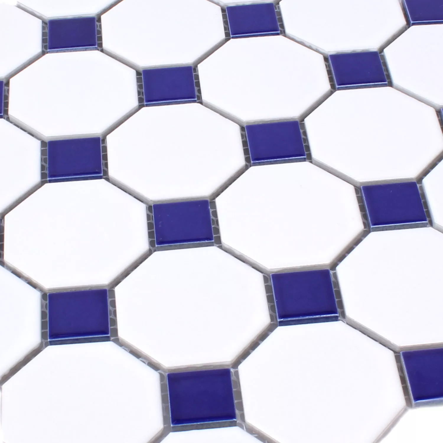 Azulejos De Mosaico Cerámica Octagon Belami Blanco Azul