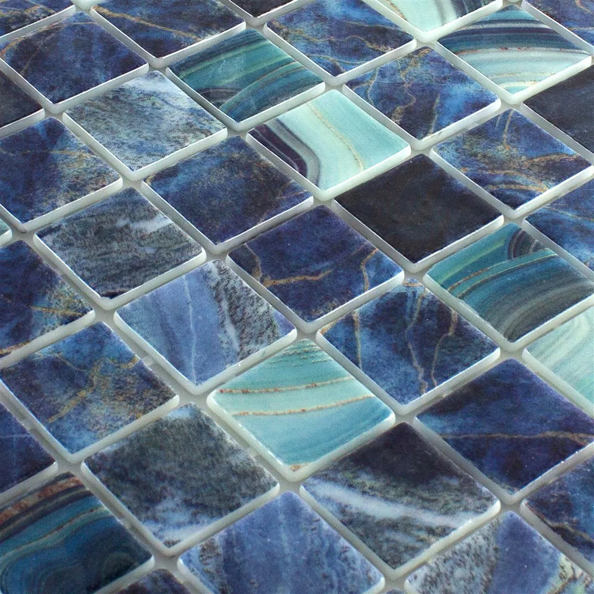 Vidrio Piscina Mosaico Baltic Azul Turquesa 38x38mm