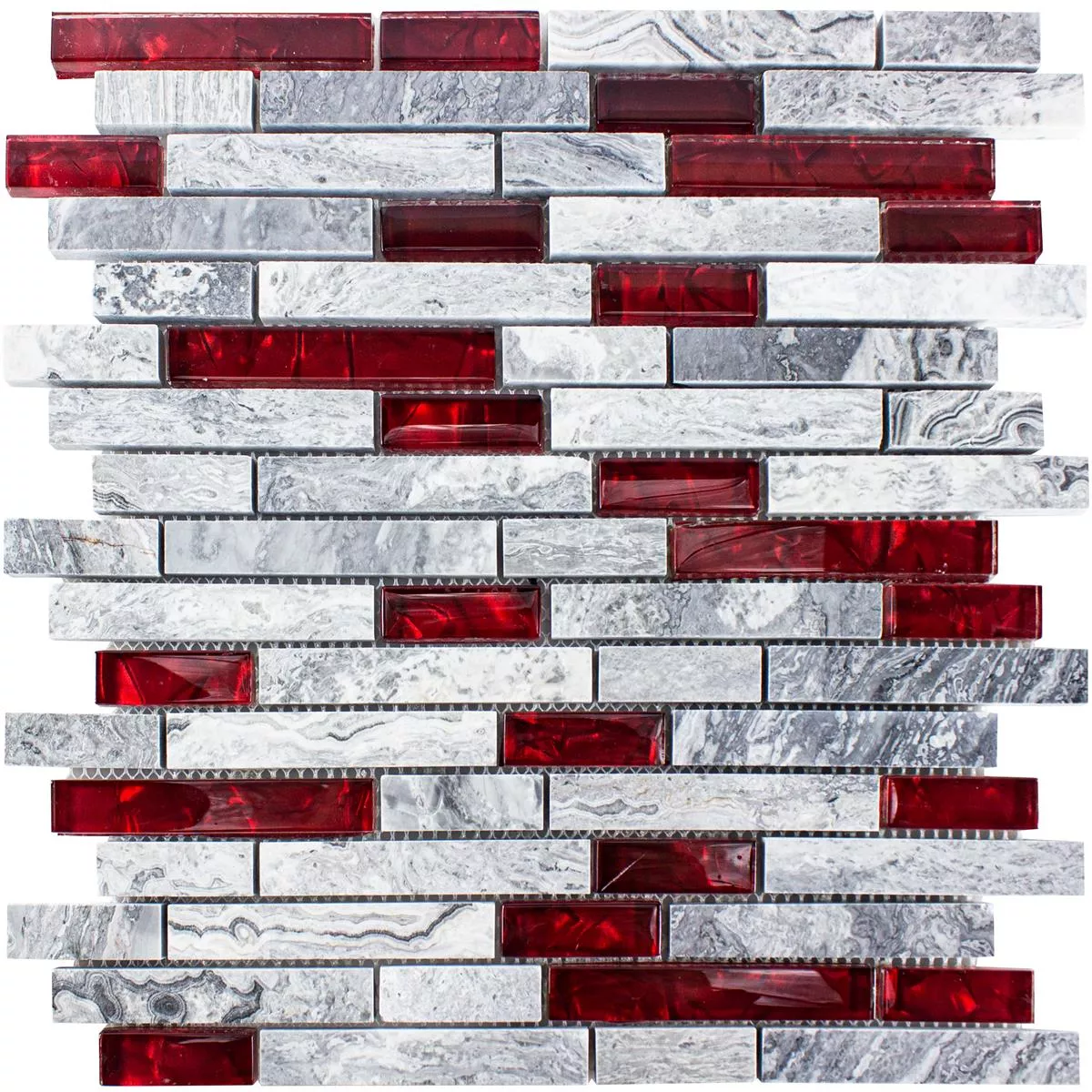 Muestra Vidrio Piedra Natural Mosaico Azulejos Sinop Gris Rojo Brick