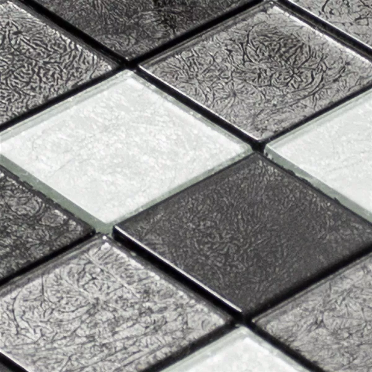 Mosaico de Cristal Azulejos Curlew Negro Plateado Q48 4mm