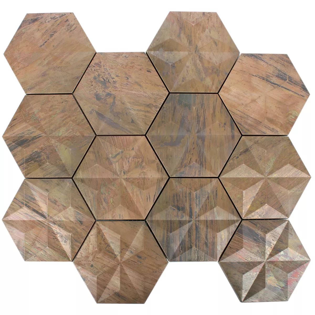Muestra Metal Cobre Azulejos De Mosaico Myron Hexagonales 3D