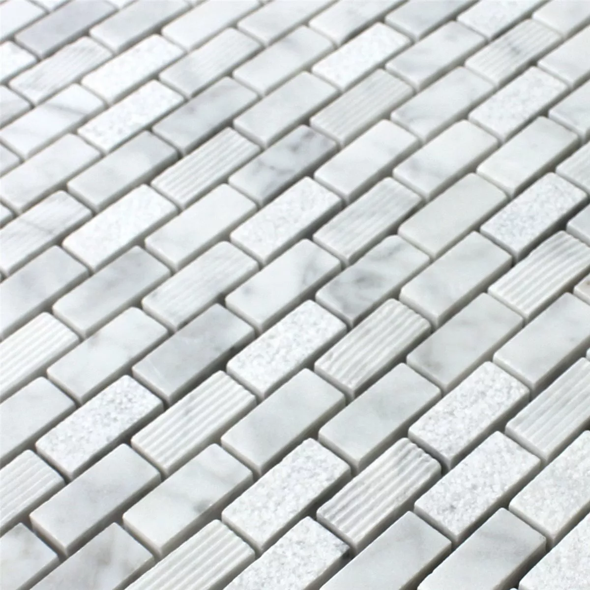 Muestra Azulejos De Mosaico Piedra Natural Carrara Blanco