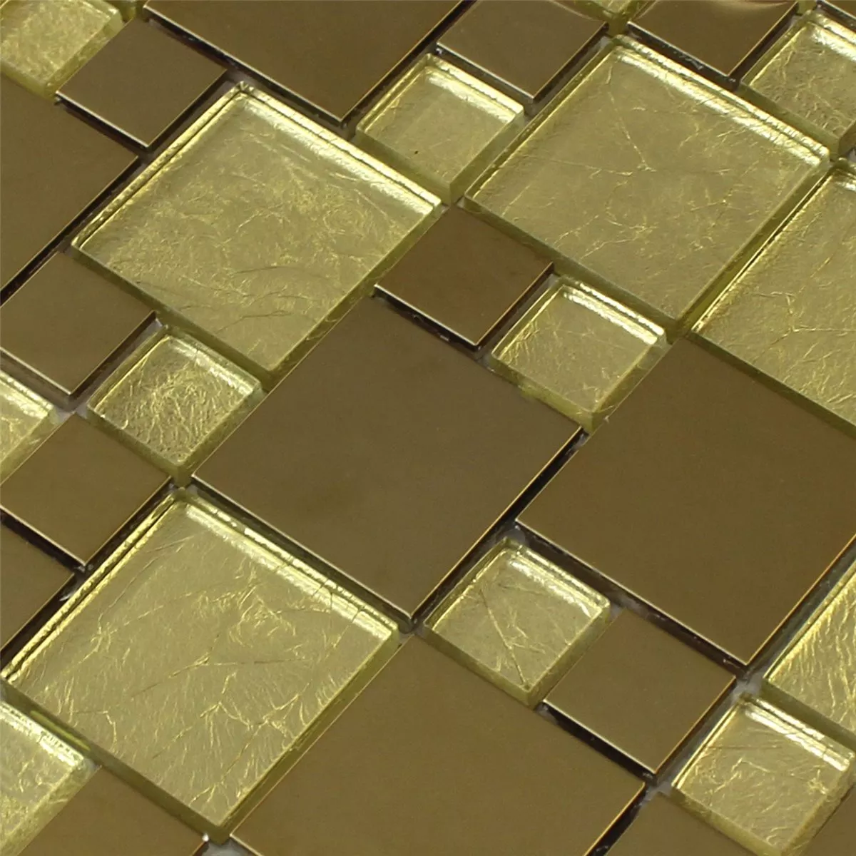 Azulejos De Mosaico Cristal Acero Inoxidable Metal Oro