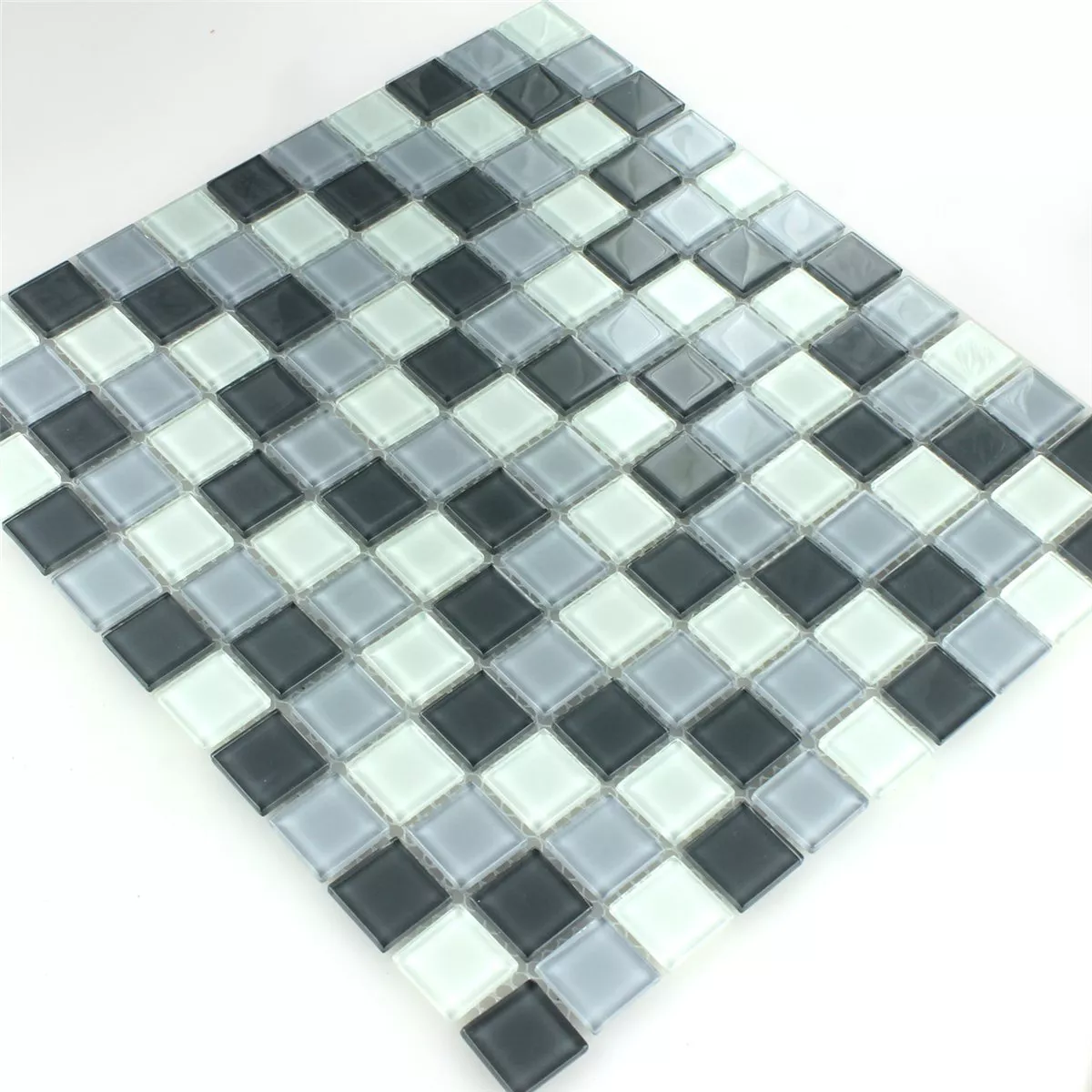 Muestra Mosaico De Cristal Azulejos Gris Mezcla 