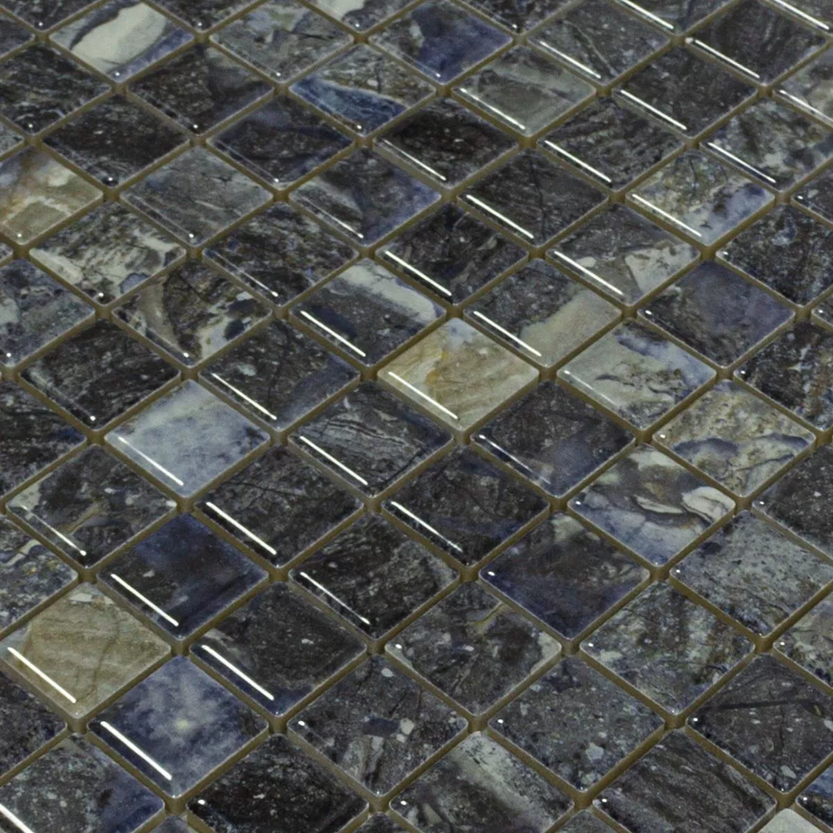 Mosaico Cerámico Azulejos Elysium Aspecto De Mármol Azul Oscuro 23