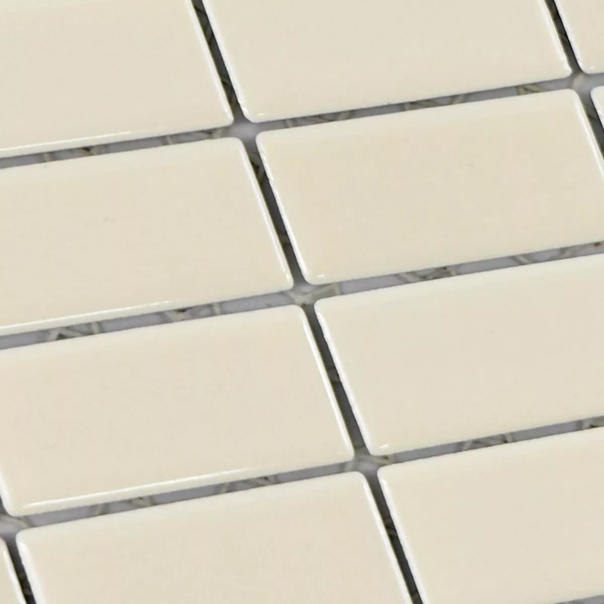 Muestra Cerámica Azulejos De Mosaico Adrian Beige Brillante Rectángulo