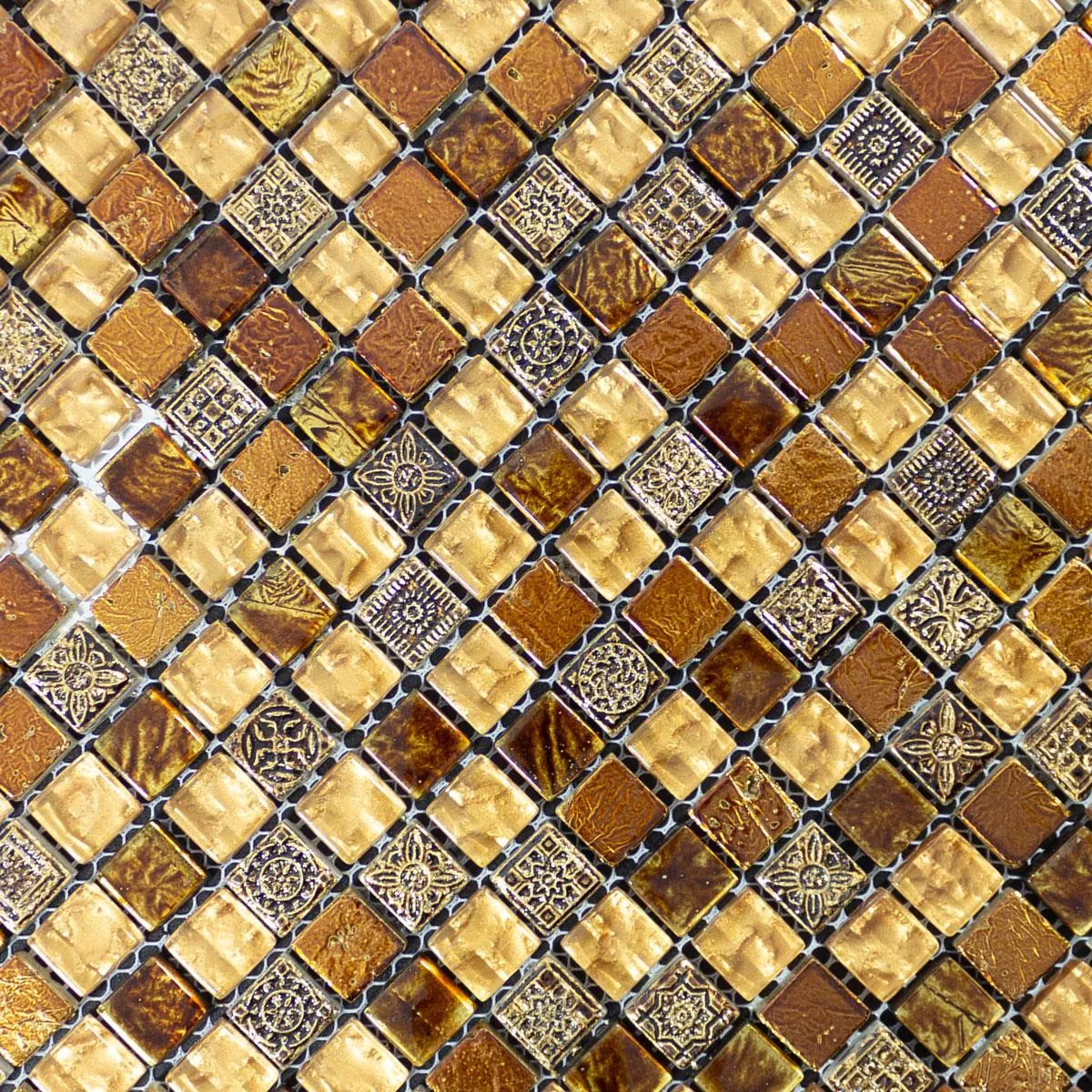 Cristal Mármol Azulejos De Mosaico Majestic Marrón Oro